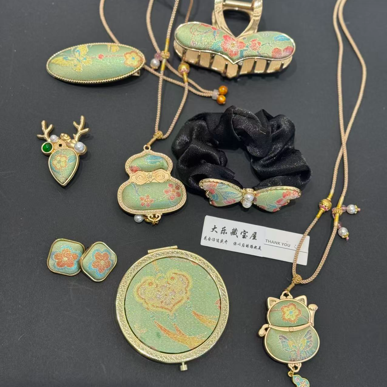 铜合金布艺耳饰 国风宋锦饰品耳饰时尚百搭冬季新中式新款耳饰