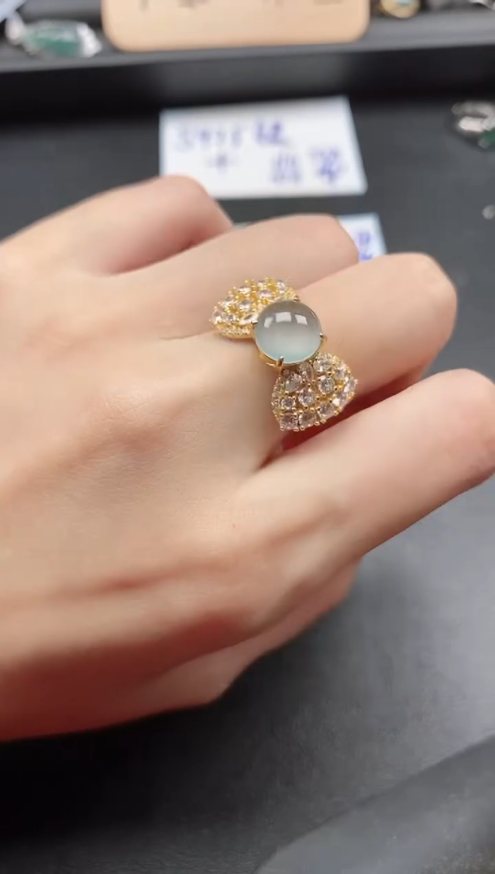 翡翠戒指银S925镶嵌51511