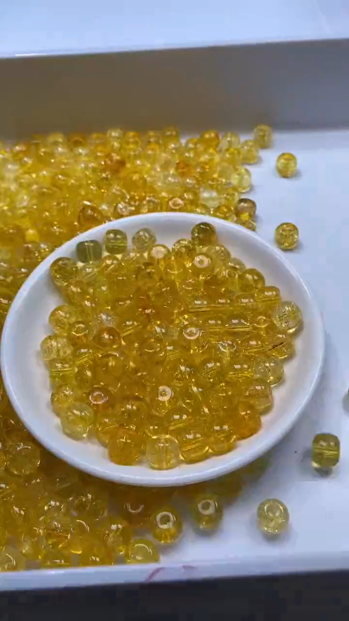 颈饰未镶嵌水晶W2515黄碧玺老型10*8mm*10颗