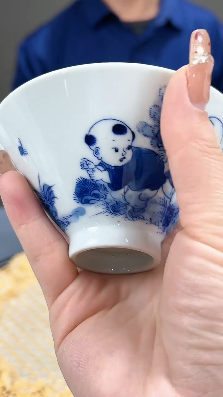 【闪购商品】官窑瓷画院718官窑瓷画院童子斗笠杯