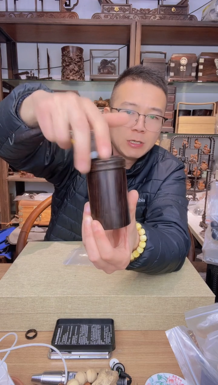 【闪购商品】乌木类书架095紫光檀储物罐