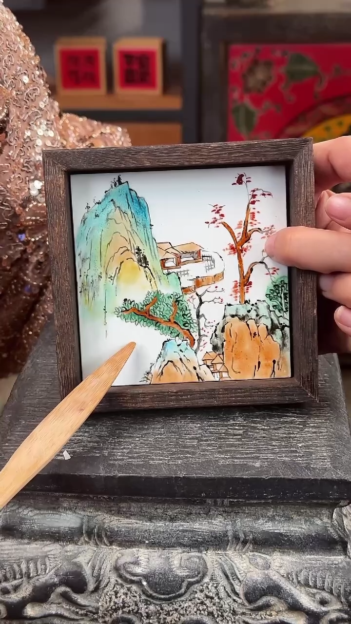 【闪购商品】摆件釉上彩陶瓷实木收纳盒