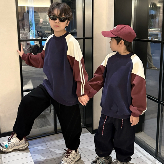 中大童潮童冬季新款98135休闲洋气宽松百搭韩版加绒卫衣秋冬儿童