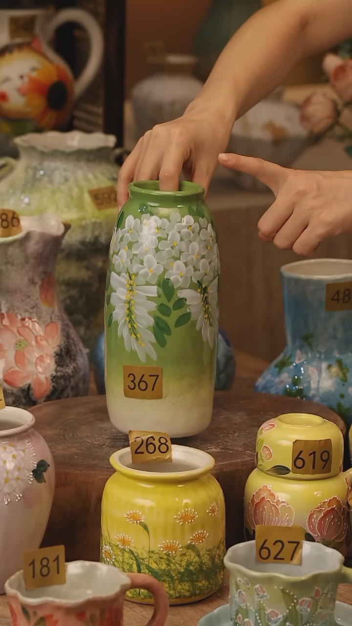 陶瓷367景德镇设计师手作花器摆件侘寂风