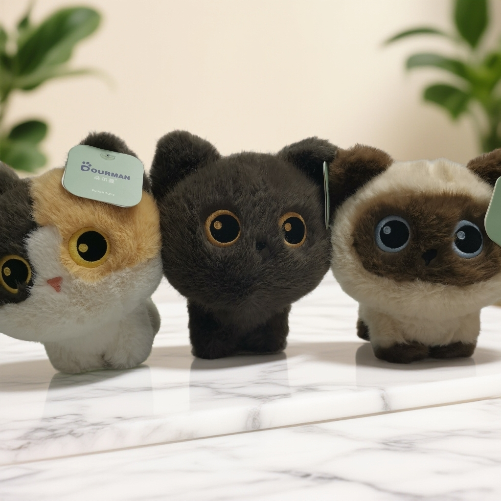 站姿小黑猫咪玩偶可爱软萌暹罗猫毛绒玩具陪伴女生日礼物