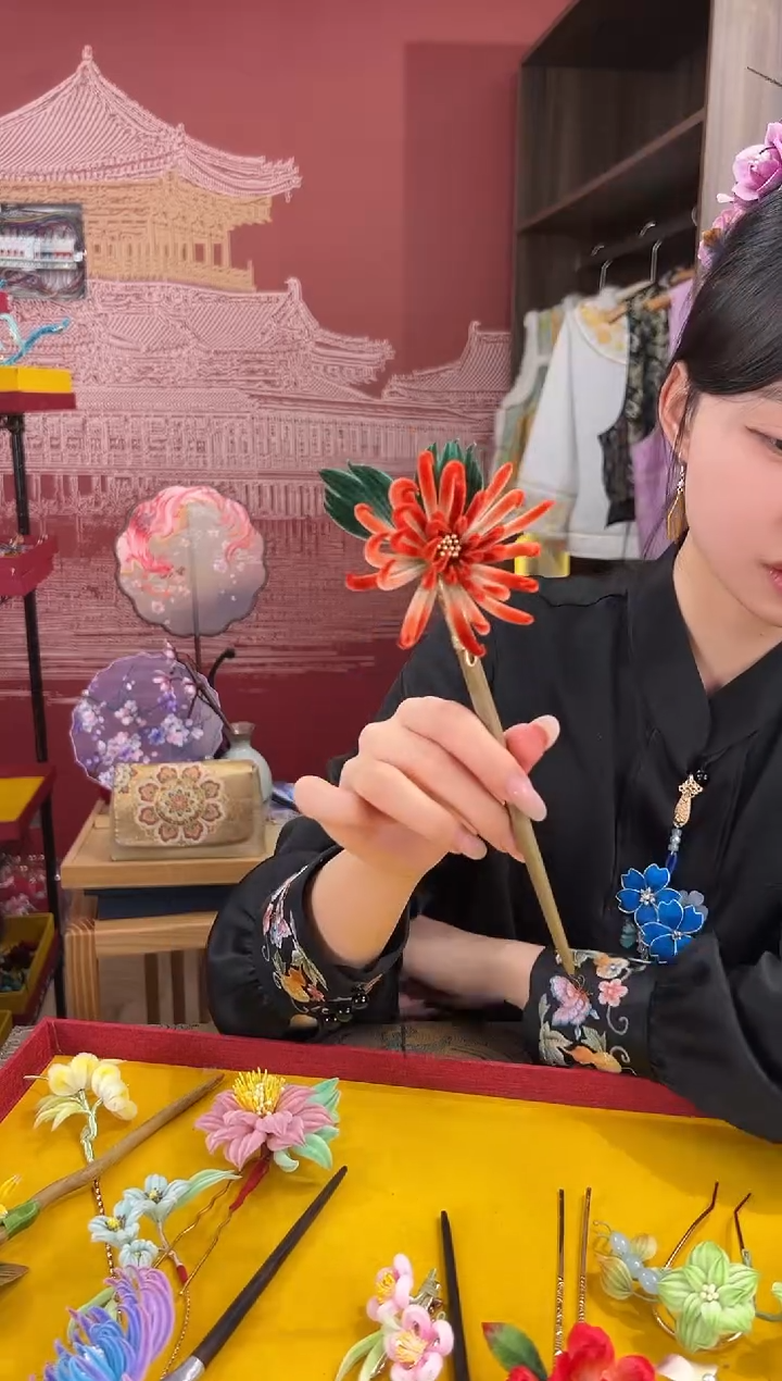 【闪购商品】刺绣非遗绒花（发饰）