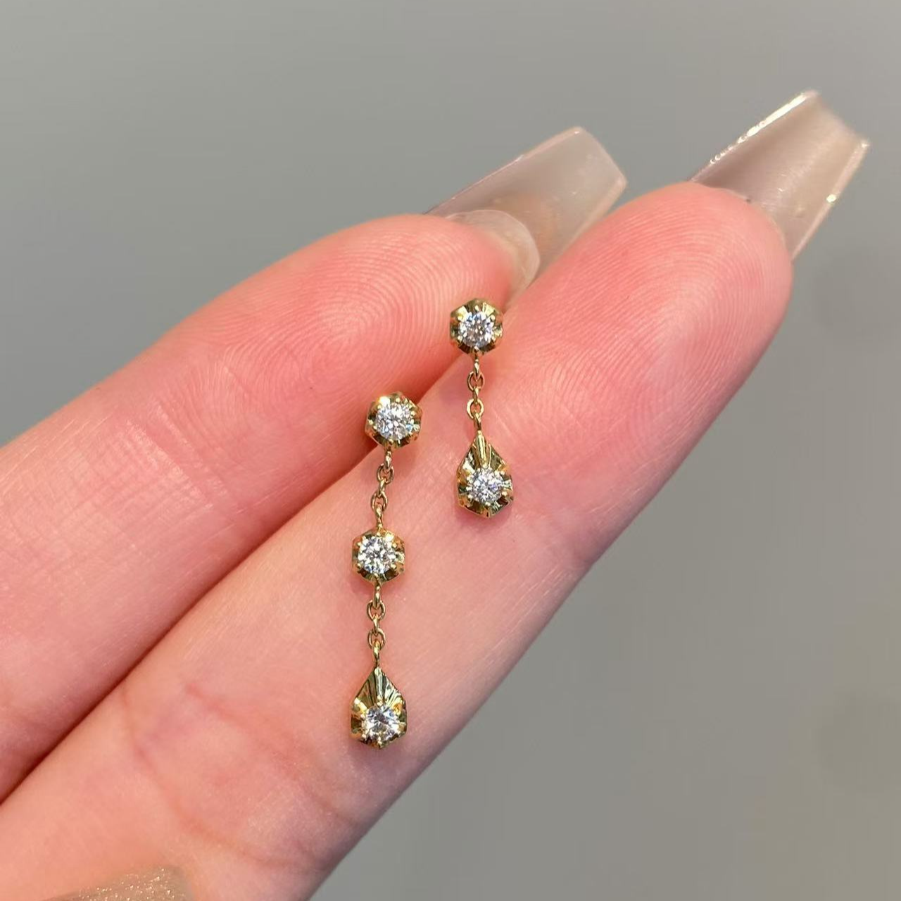 【小晗专属】AB款流苏小滴流钻石耳钉 气质简约经典精致 多样性发一