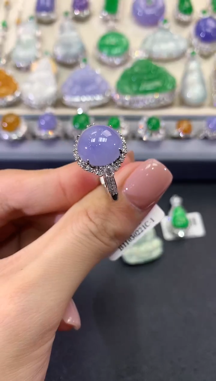 【闪购商品】翡翠戒指18K金镶嵌w13紫货有色差