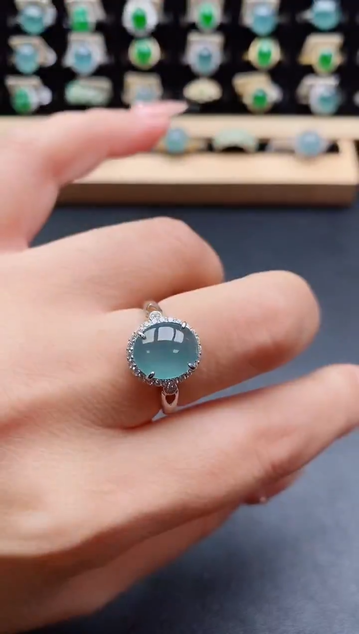 银S925镶嵌戒指翡翠1