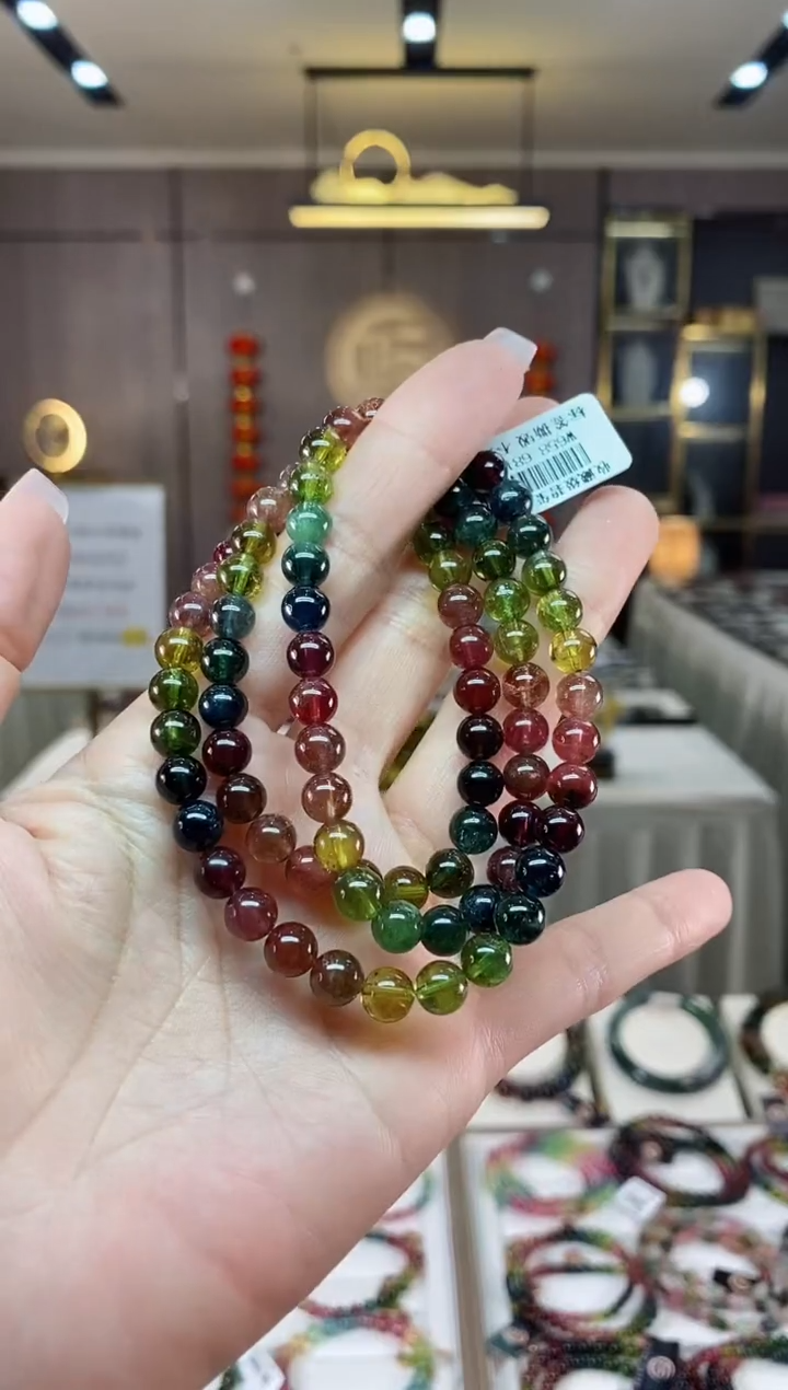 【闪购商品】碧玺三圈手串6mm+未镶嵌（多样性发一条）hon