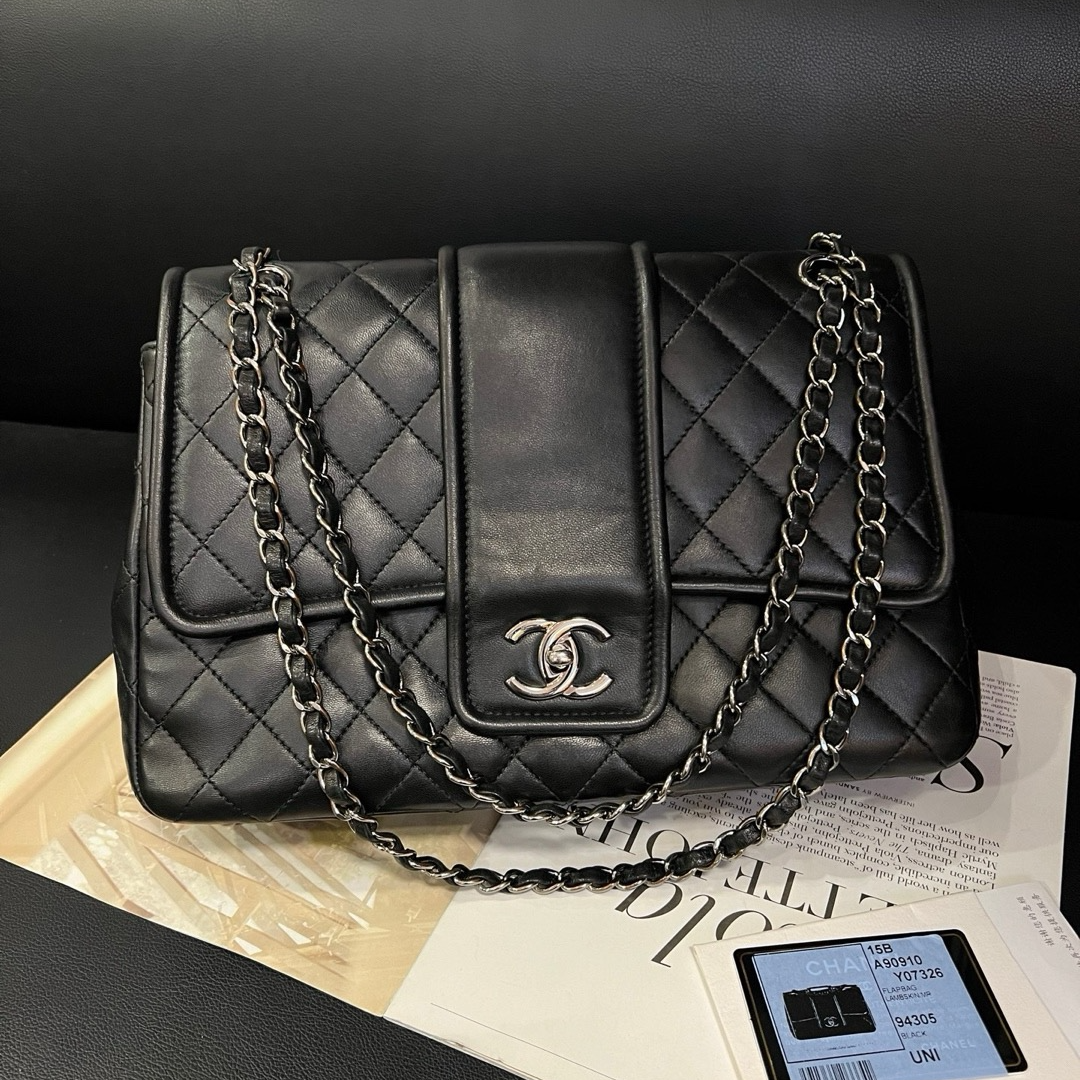 95新 Chanel/香奈儿 黑银15年限量单肩包B6422寄卖服务