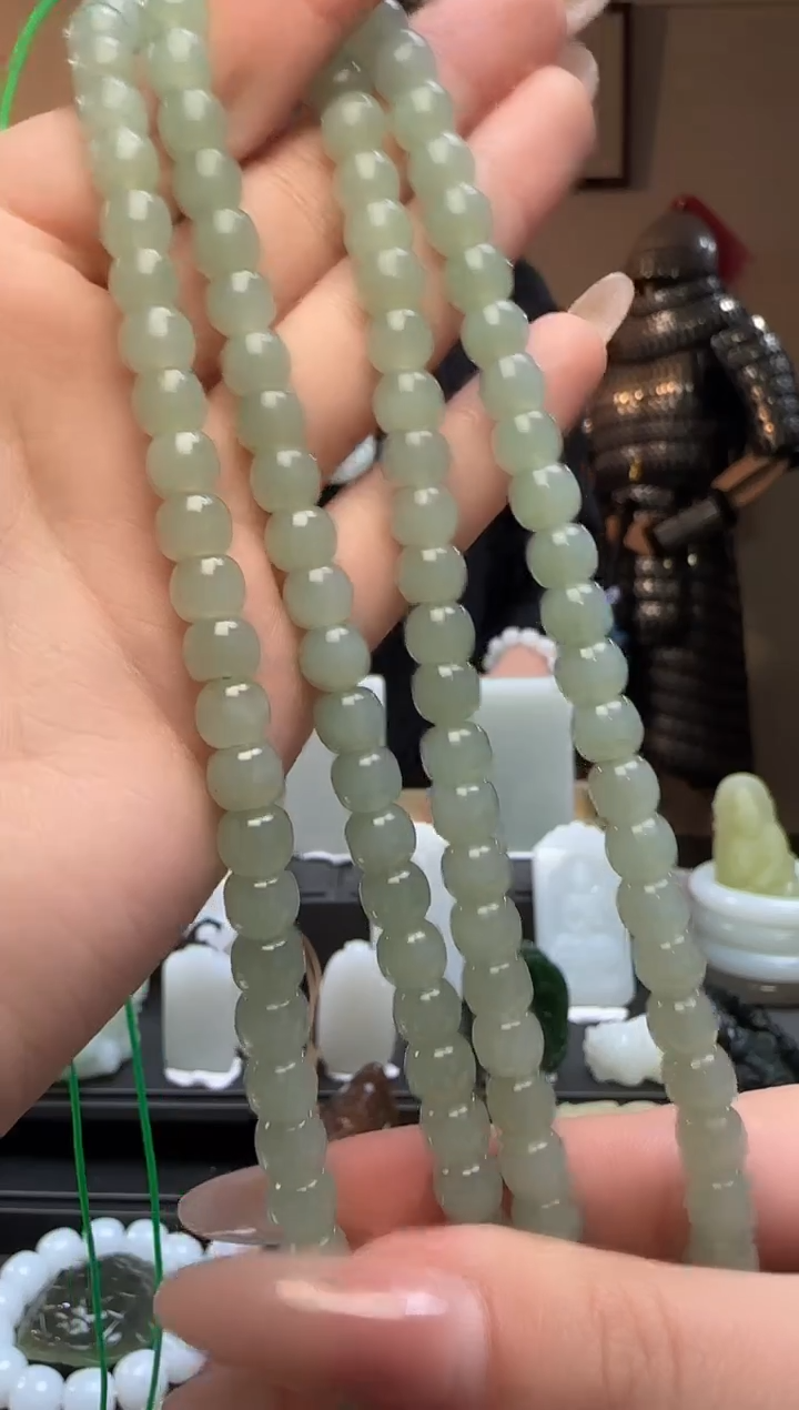 【闪购商品】和田玉且末蓝老型珠未镶嵌长链