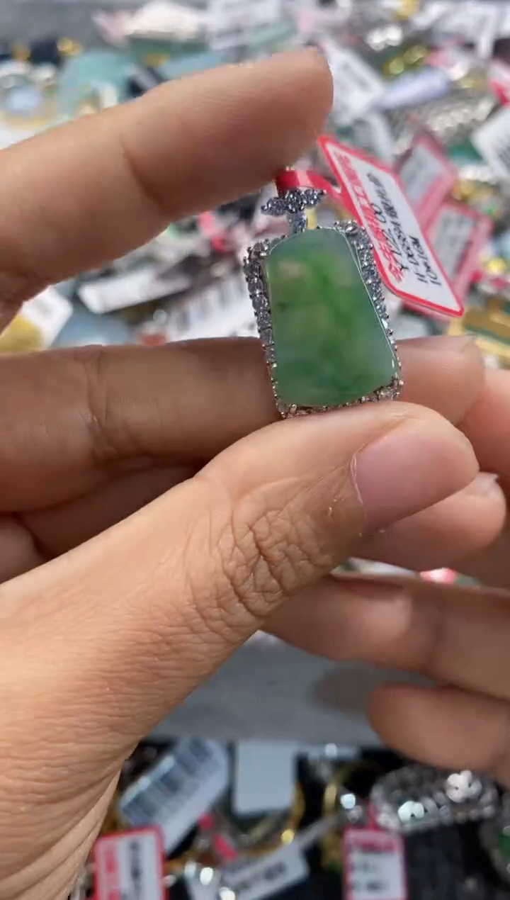 银S925镶嵌戒指翡翠444      2