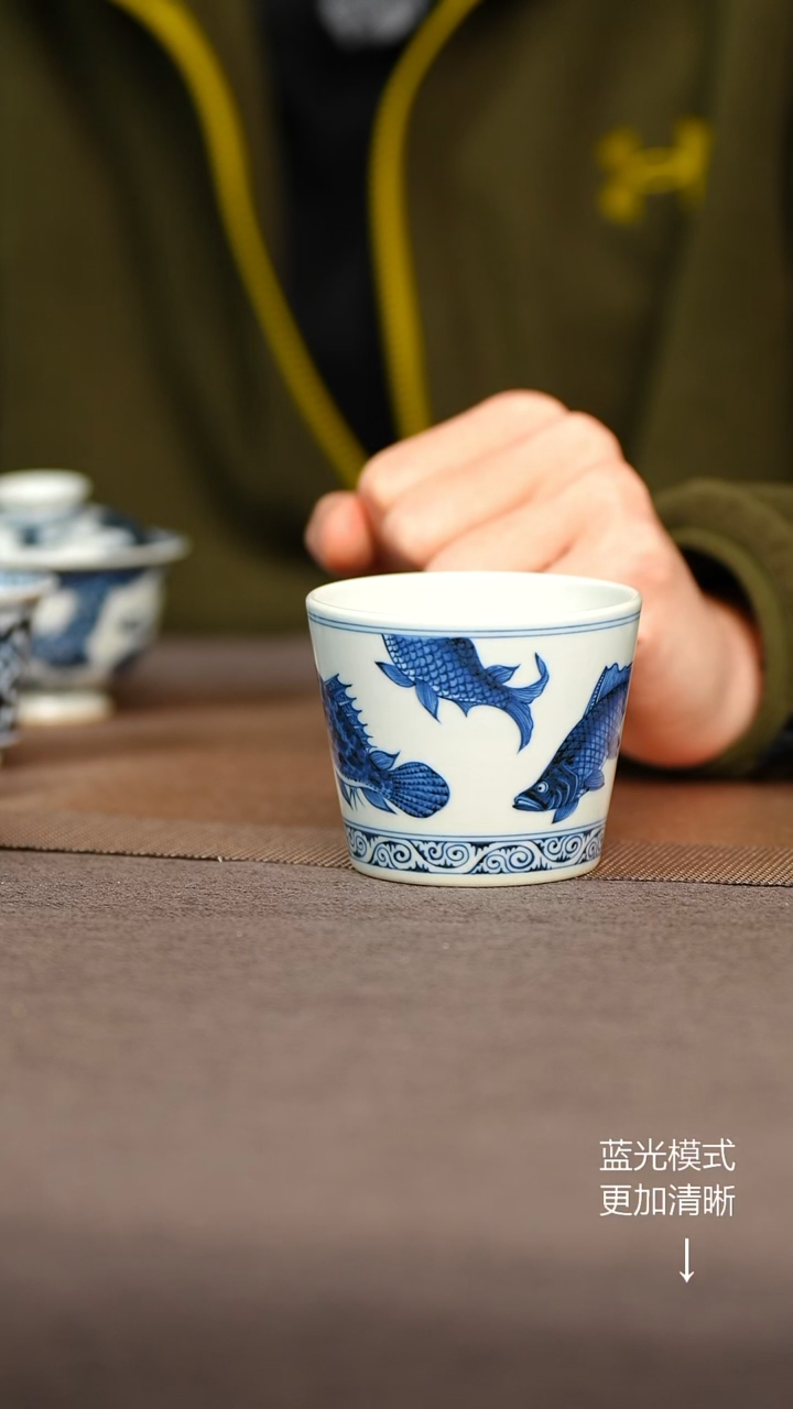 摆件陶瓷景德镇陶瓷鳜鱼可乐杯
