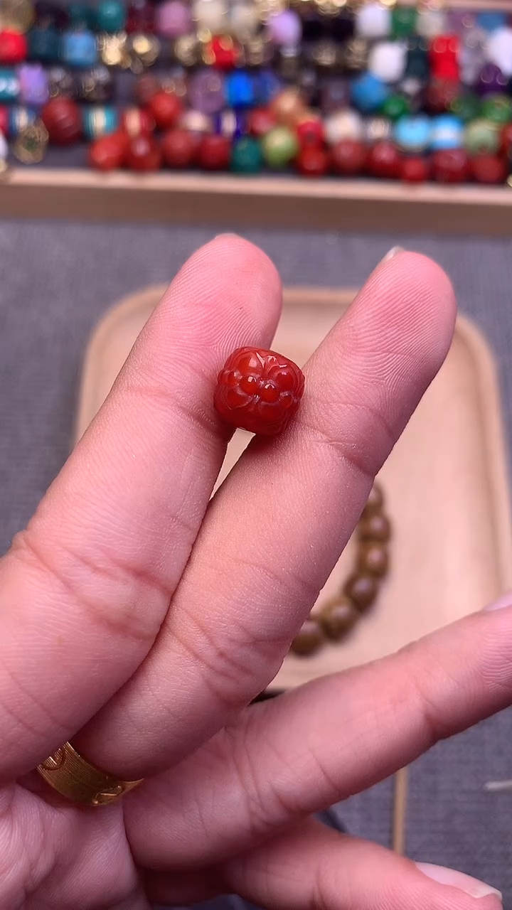 未镶嵌配饰南红玛瑙并蒂莲卡10mm 单个发