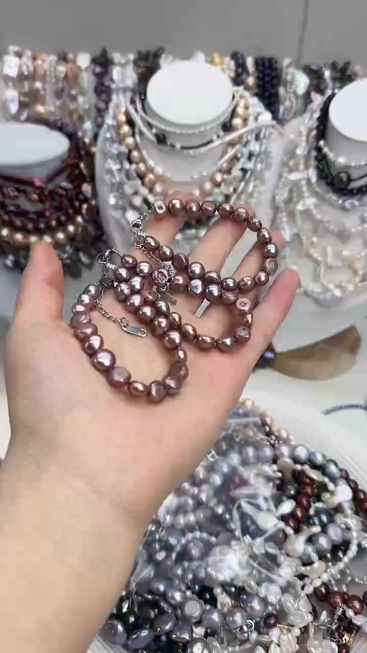 颈饰银S925镀金镶嵌淡水珍珠1