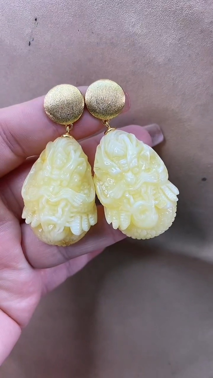 琥珀颈饰未镶嵌耳环