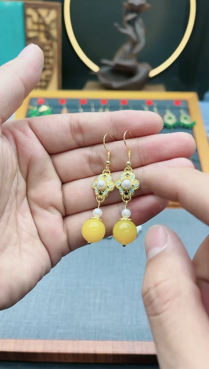 【闪购商品】玛瑙/玉髓耳钉银S925镶嵌330000
