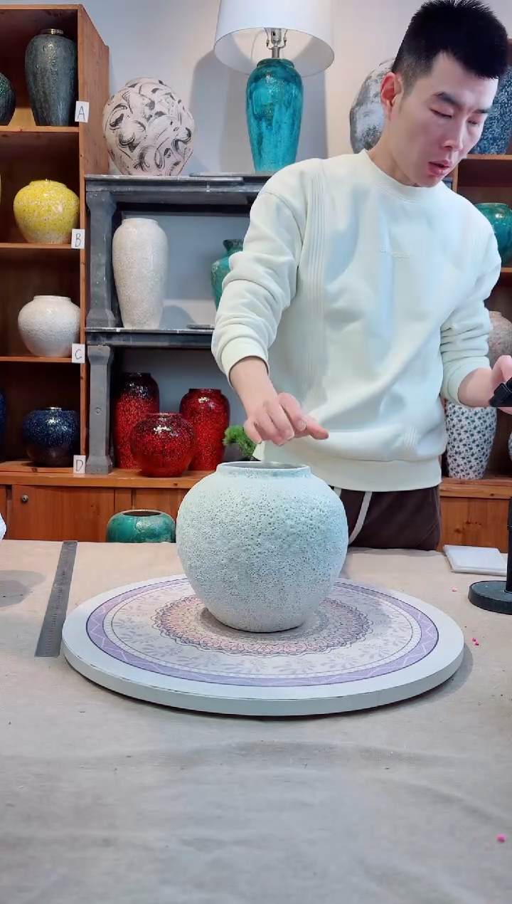 瓶陶瓷花瓶 无花 白泡小号