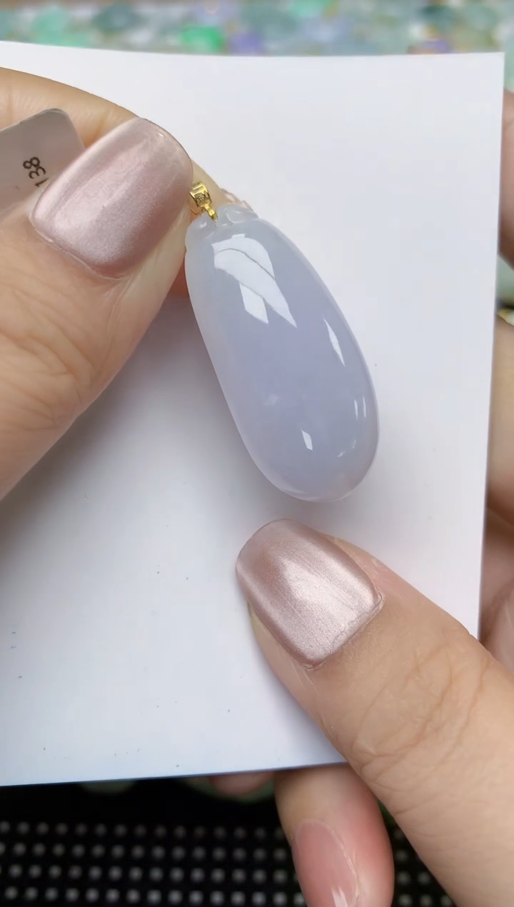 翡翠18K金镶嵌颈饰天然缅甸A货翡翠