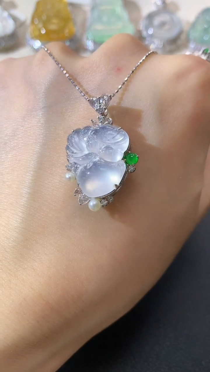 吊坠(不含链)18K金镶嵌翡翠A8