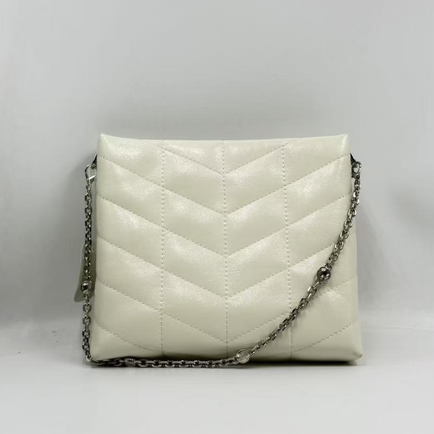 LQ-WITH-QUEEN真皮女包四方钻链条腋下白色0636