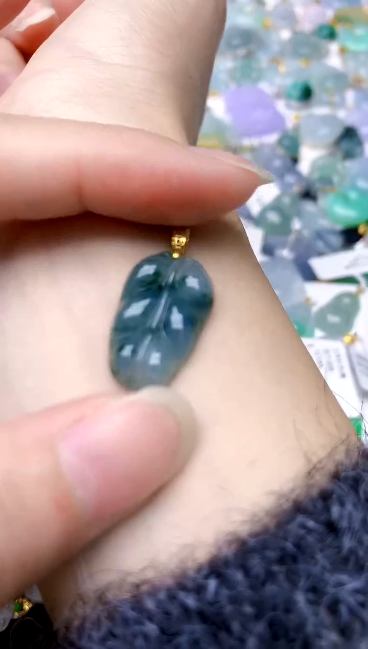 颈饰银S925镶嵌翡翠天然A货翡翠