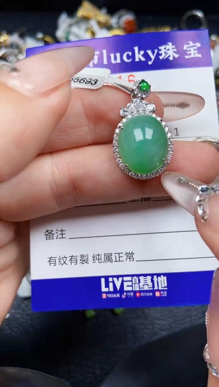 翡翠银S925镶嵌颈饰6816