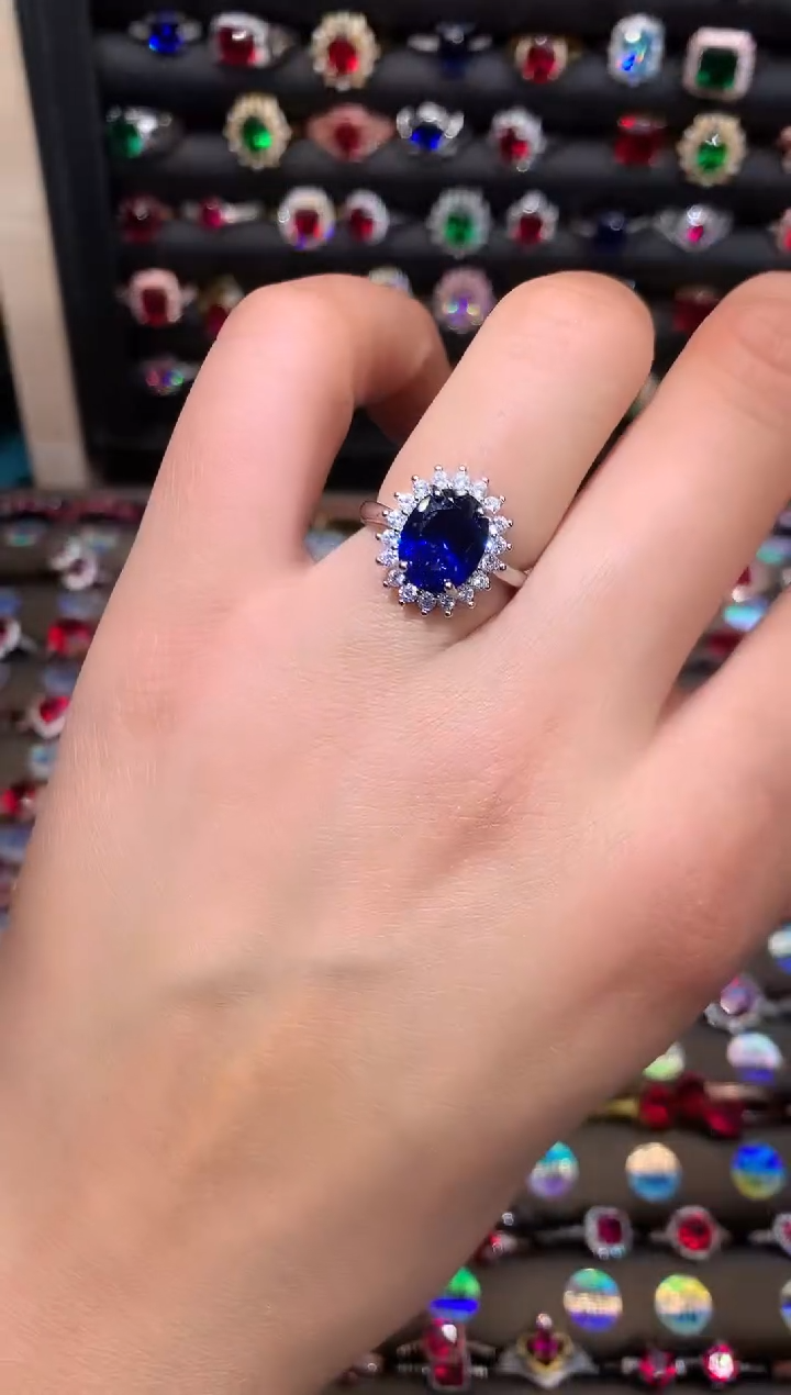 【闪购商品】蓝宝石戒指银S925镶嵌810