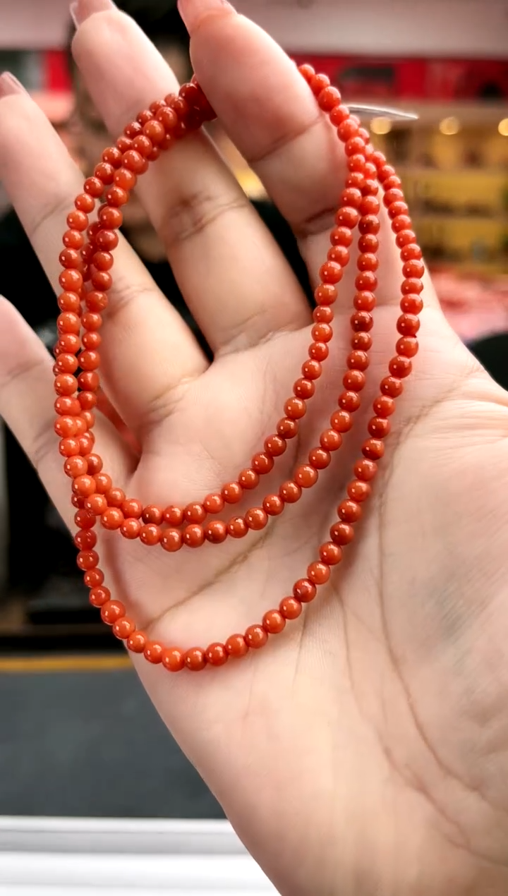 【闪购商品】南红玛瑙卡3南红瓦西柿子红长链未镶嵌一件24