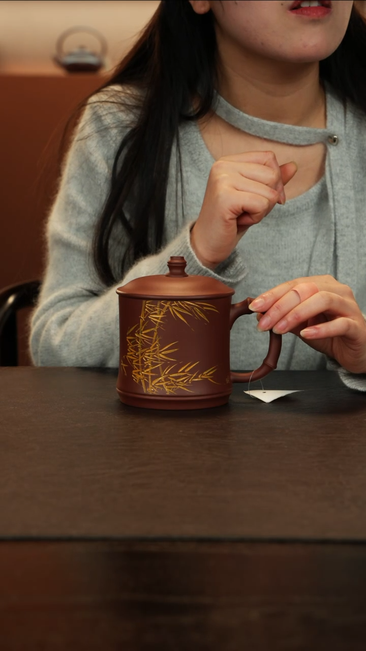 【闪购商品】紫砂茶杯直播福利储立强紫泥竹节盖杯