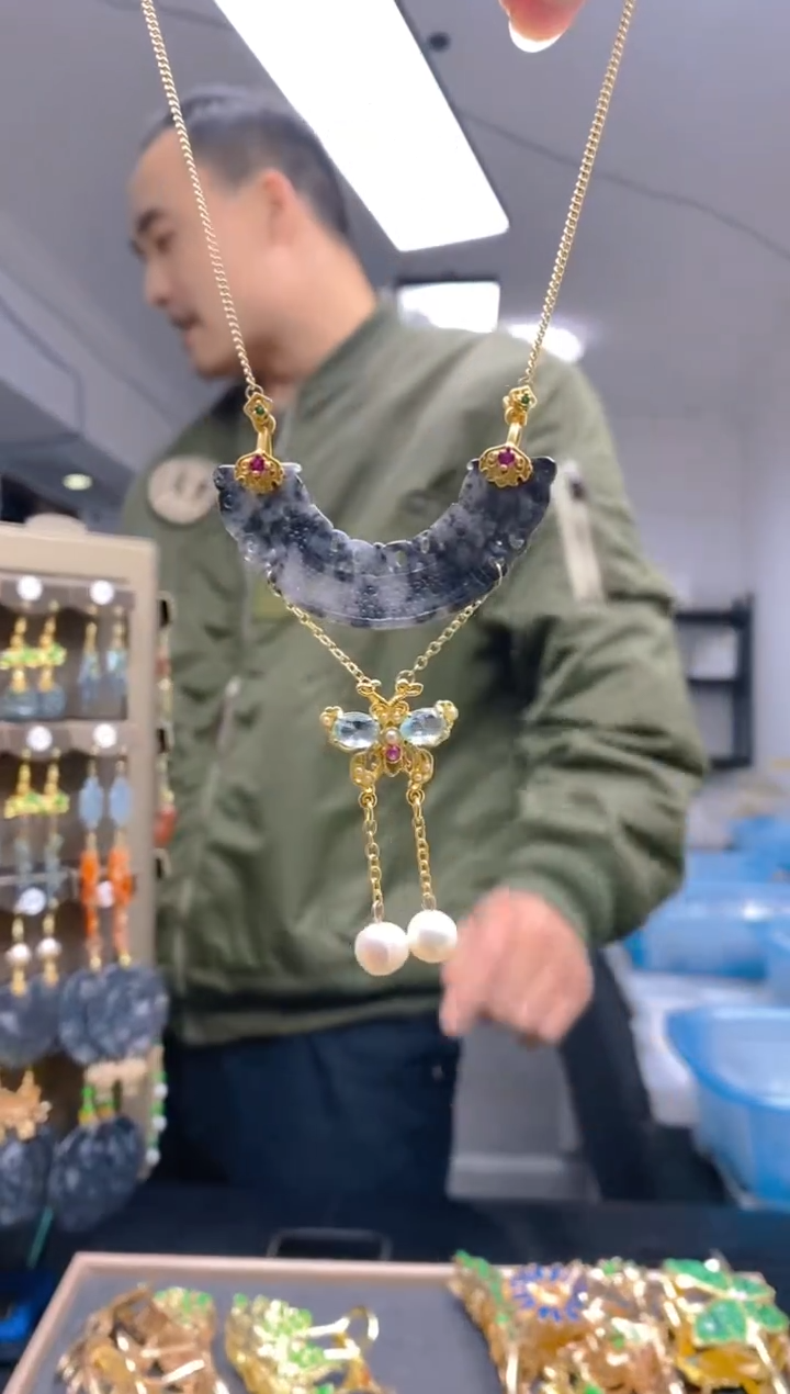 【闪购商品】翡翠耳饰合金0155翡翠锁骨链