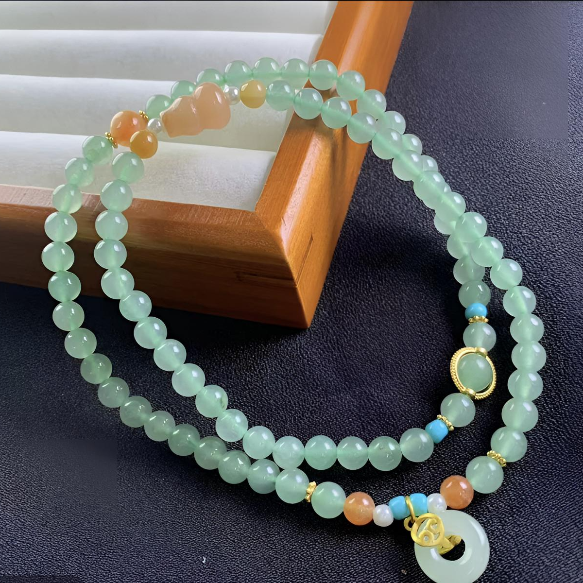 天然新疆玉石平安扣国潮多圈手串（多样性发货）