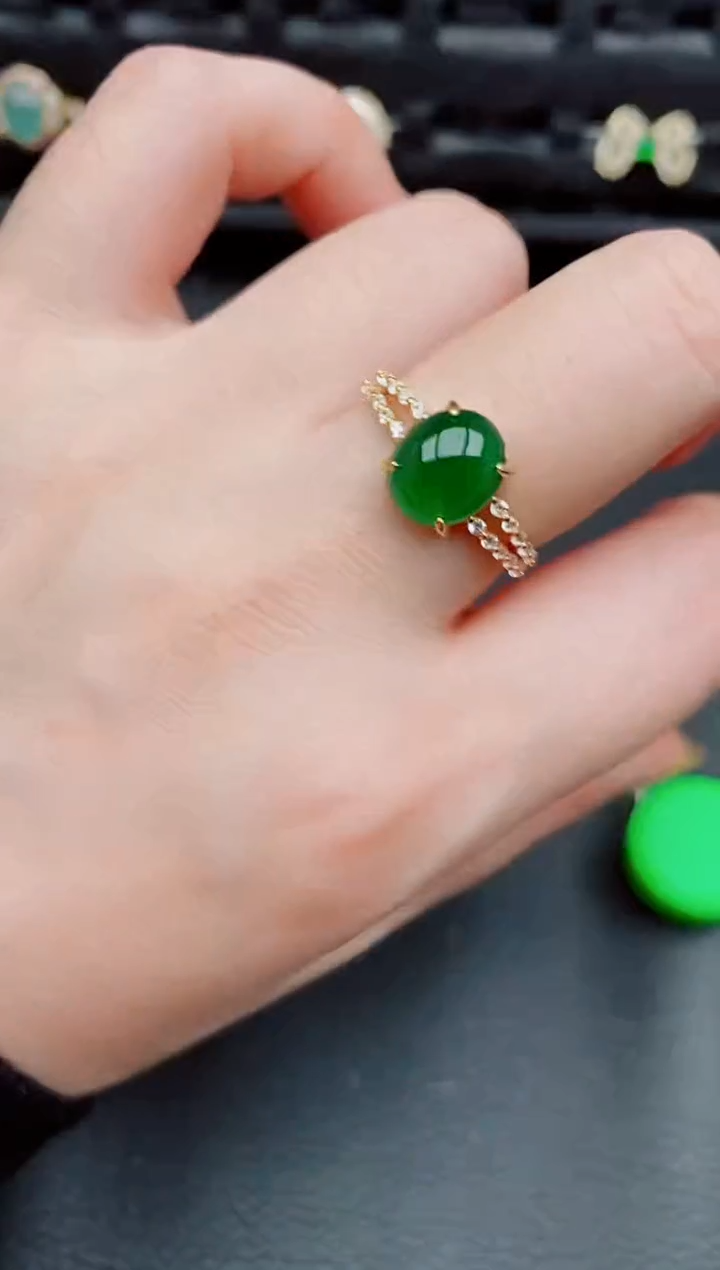 【闪购商品】翡翠戒指银S925镶嵌天然a货翡翠235