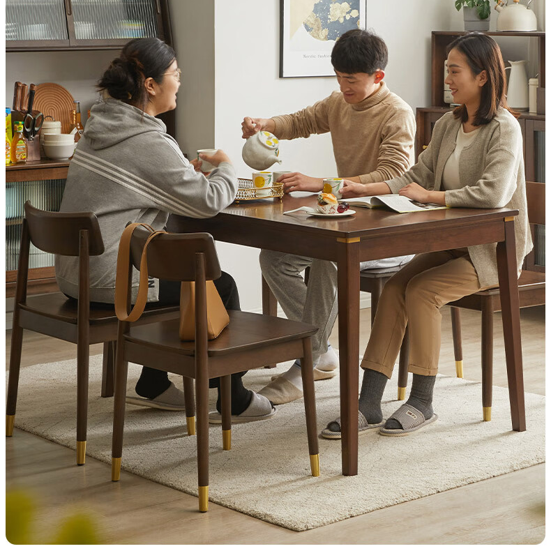 实木铜素餐桌轻奢家用简约北欧餐厅
