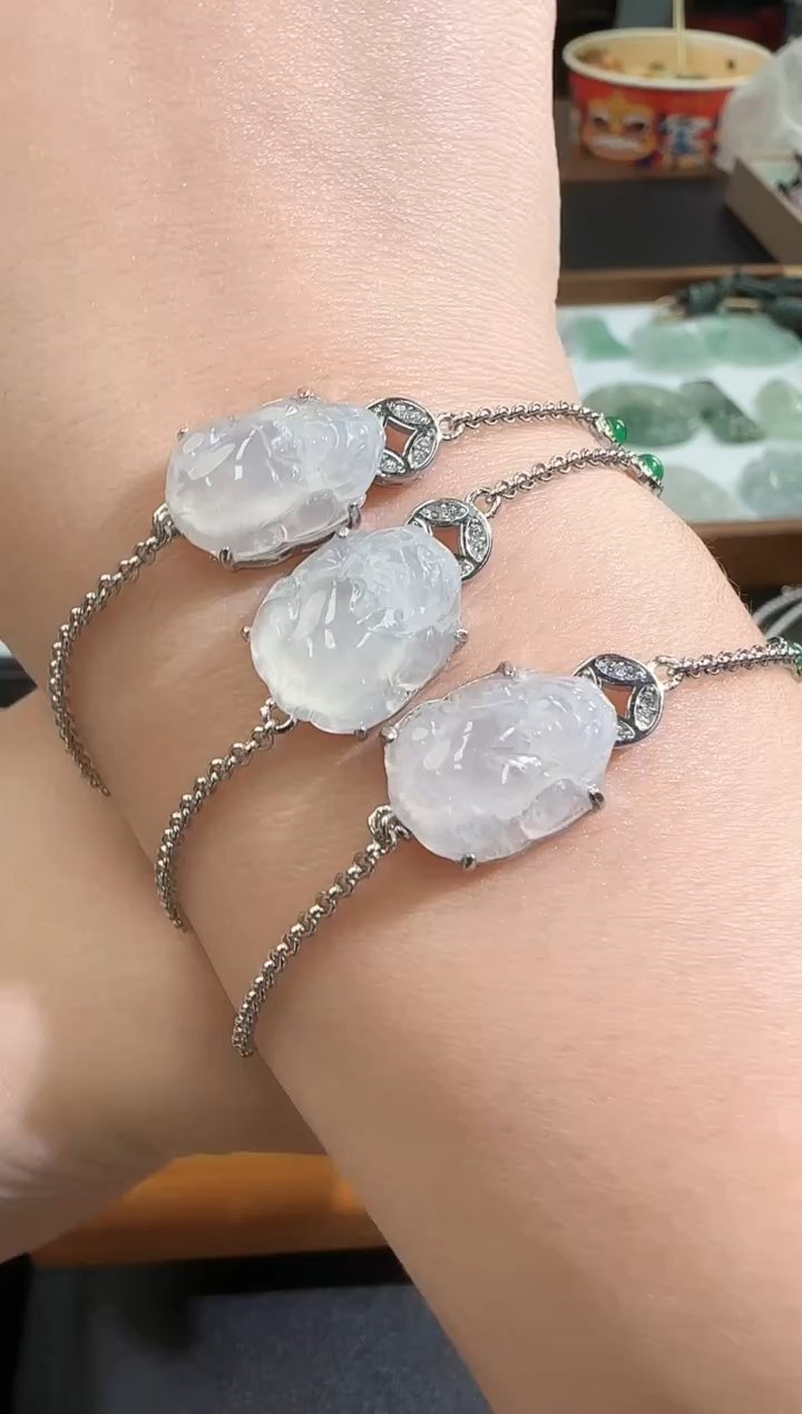 【闪购商品】翡翠手链银S925镶嵌025022453多样性发一