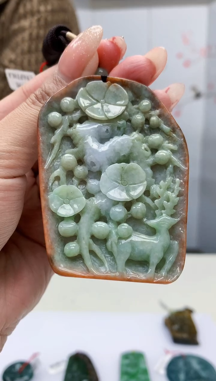 【闪购商品】定制翡翠未镶嵌4812MM-毛货挂件33