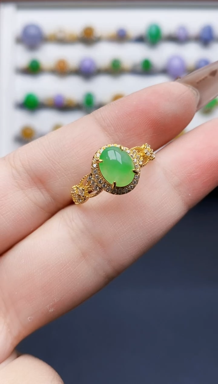 银S925镶嵌戒指翡翠0091