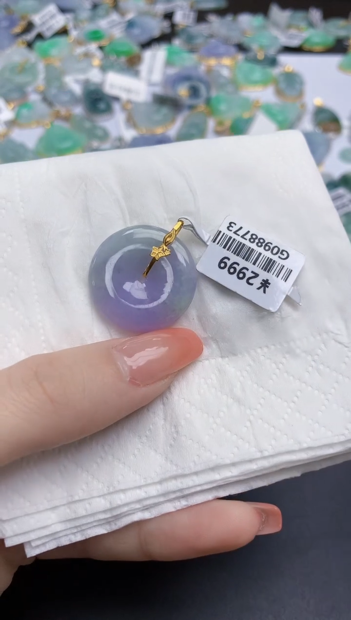 【闪购商品】翡翠颈饰18K金镶嵌天然缅甸翡翠A货