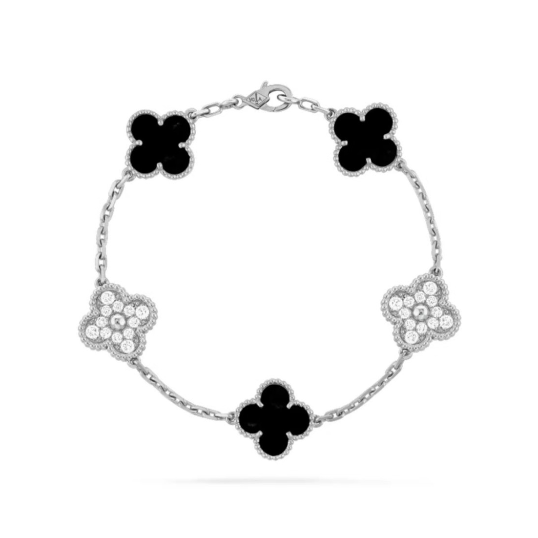 合金锆石手链 合成锆石手链 四叶草五花手链爆款百搭镶钻时尚饰品