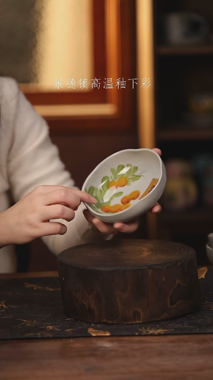 陶瓷 景德镇高温釉下手绘陶瓷@L193@