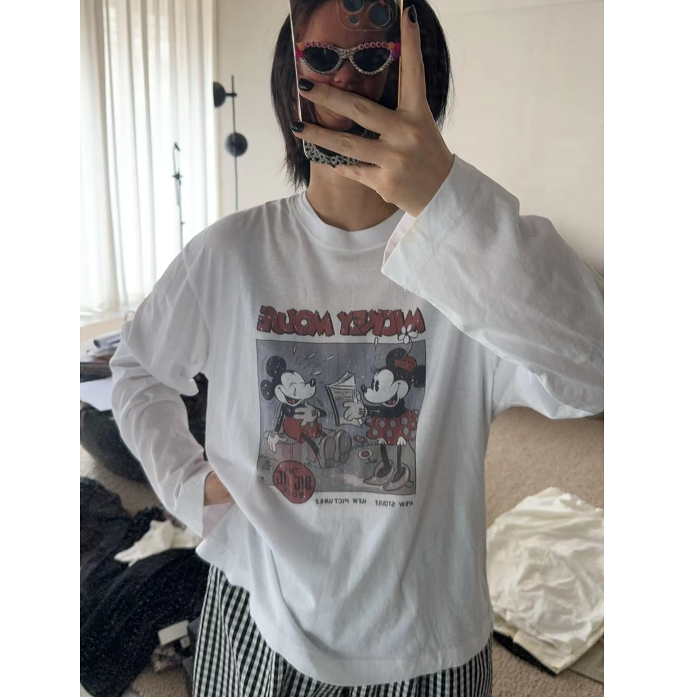 做旧印花老鼠上衣 J24T147