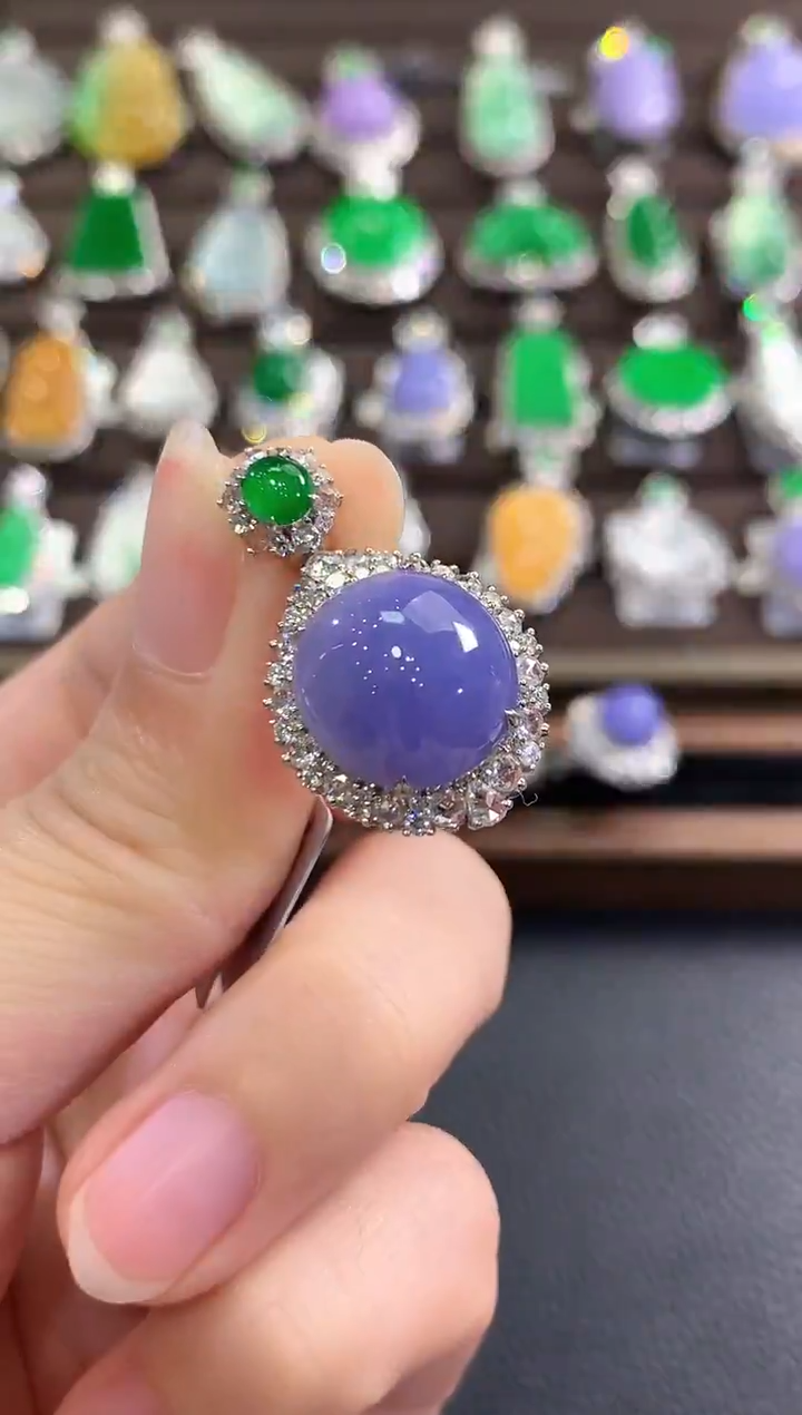 吊坠(不含链)18K金镶嵌翡翠g86 紫货有色差