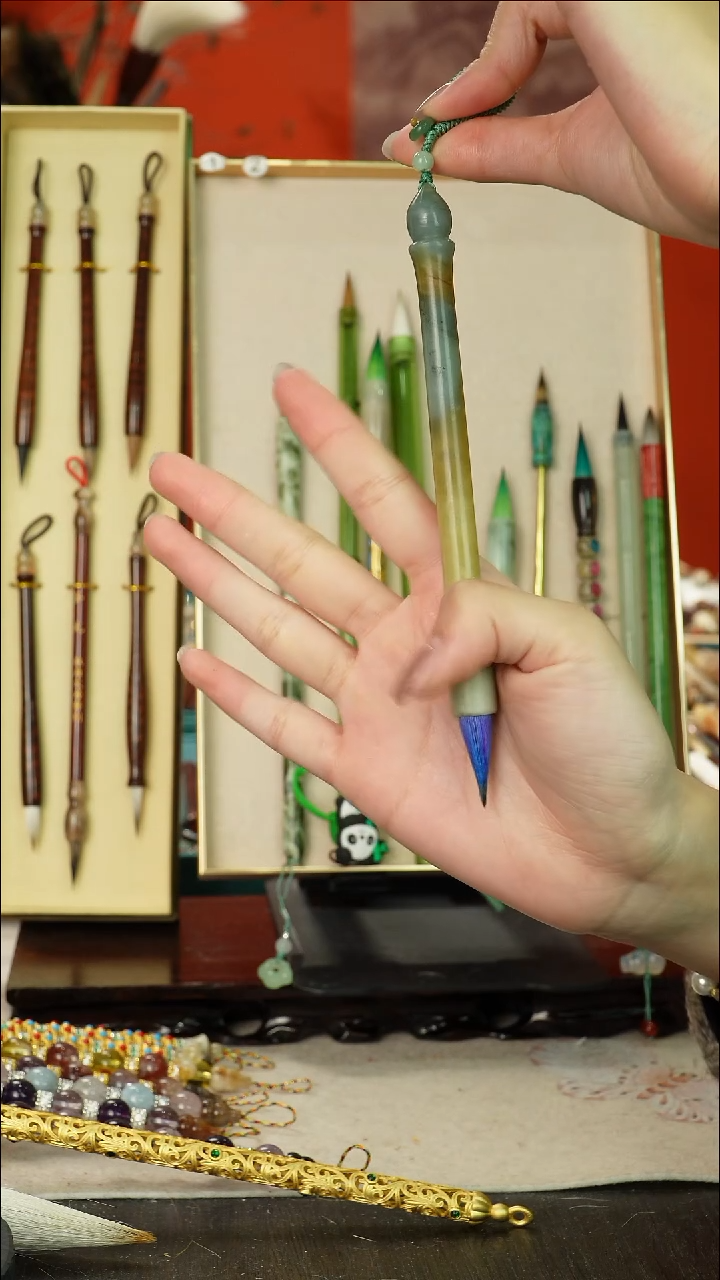 60号闪孤品高货毛笔链接 清水试笔 蘸墨不退