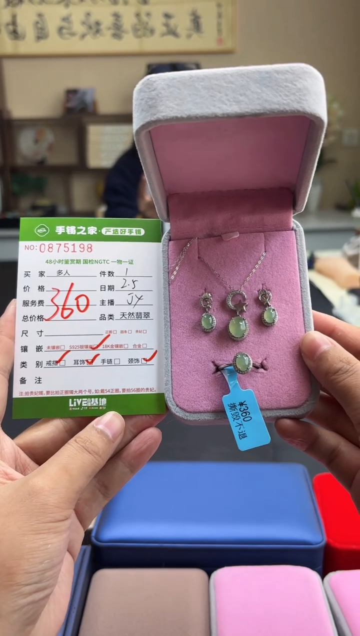 【闪购商品】翡翠套链银S925镶嵌多人