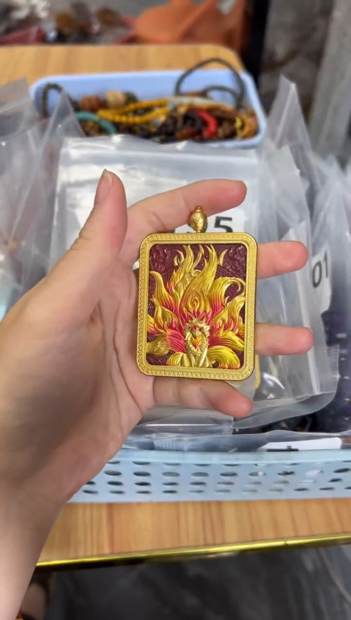 吊坠孤品九尾狐唐卡吊坠[1602]