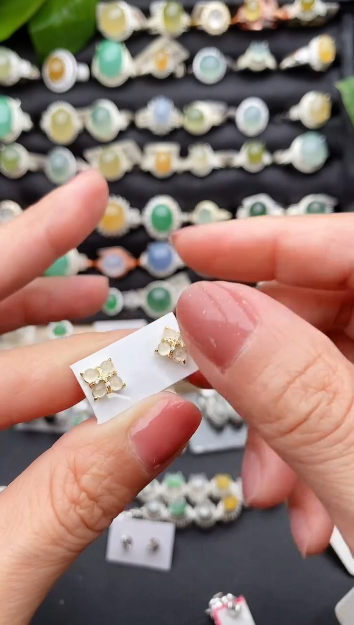 【闪购商品】翡翠戒指银S925镶嵌缅甸天然A货翡翠33 1 -5