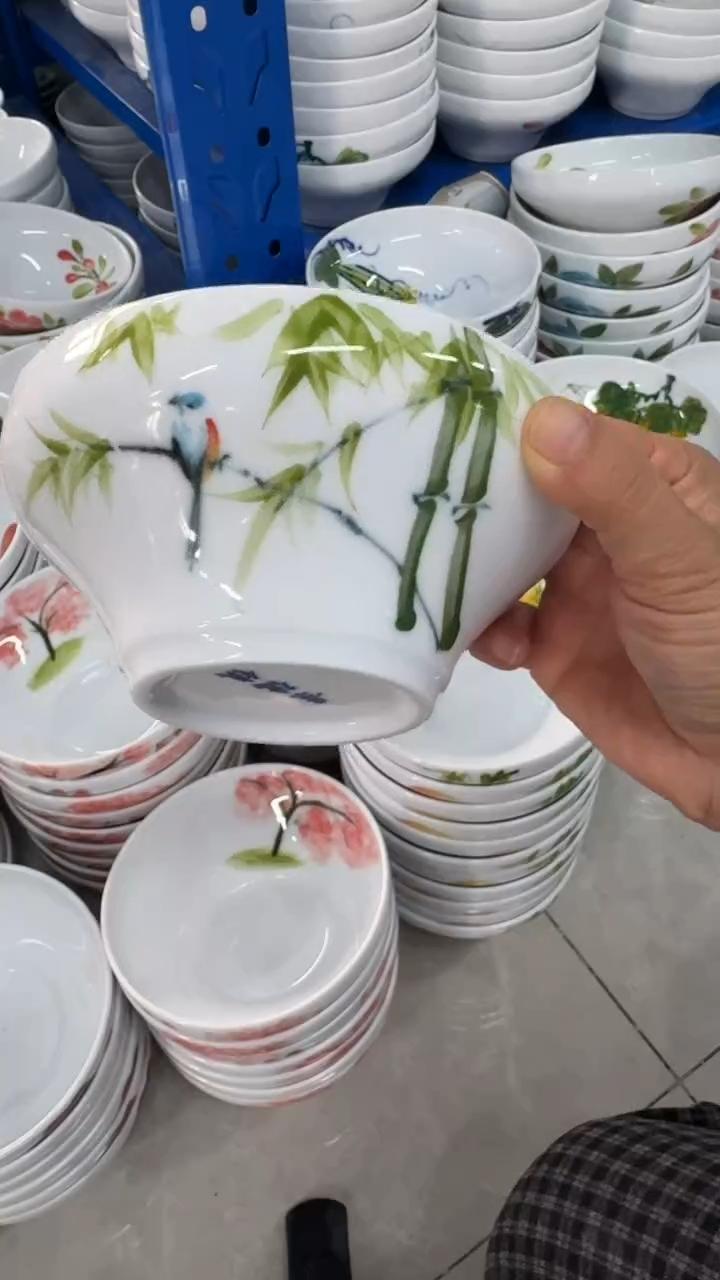 瓷片景德镇高温陶瓷食品级手绘釉中彩-葫芦碗