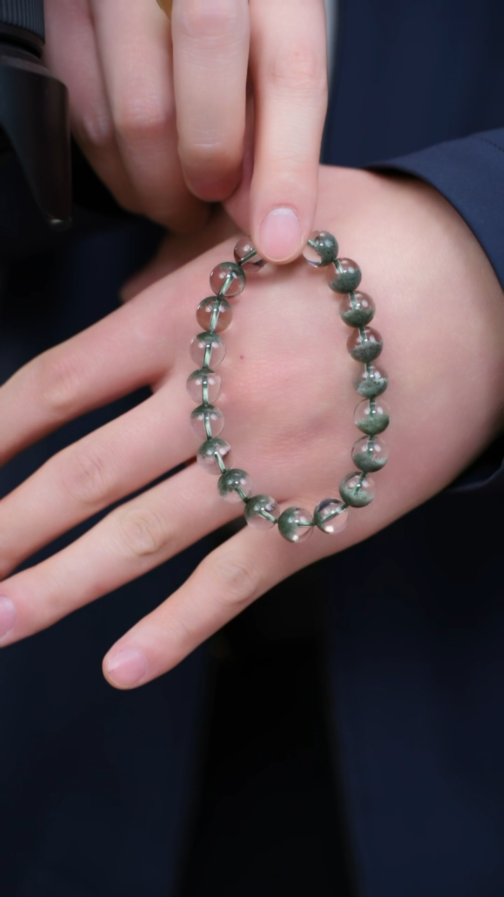 【闪购商品】水晶手链未镶嵌s009 绿幽灵手链9mm+