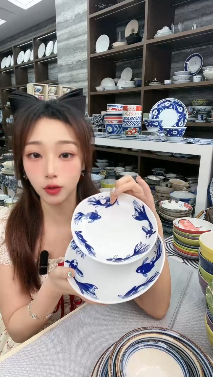 瓷金鱼甜品盘16.5cm+热菜盘20cm